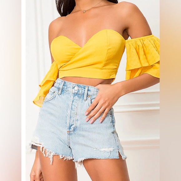 Agolde Pants - AGOLDE Jaden High Rise Denim Cutoff Shorts Medium Wash Size 29